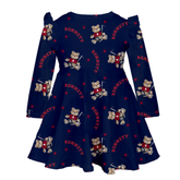 VIP NHL Teddy w/ Name, Number - Long Sleeve Molly Dress - Tiny Turnip