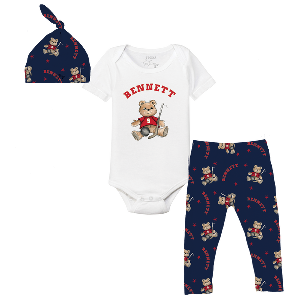 VIP NHL Teddy w/ Name, Number - Short Sleeve Snapper Layette Set - Tiny Turnip