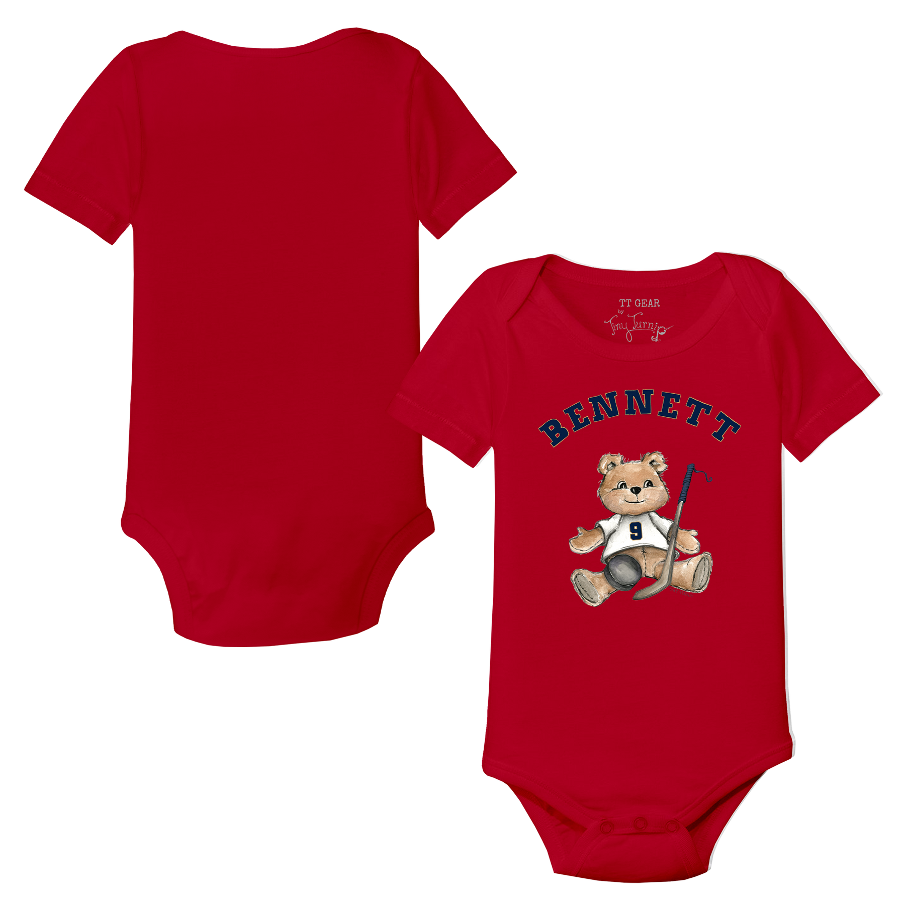 VIP Teddy w/ Name, Number - Short Sleeve Snapper - Tiny Turnip
