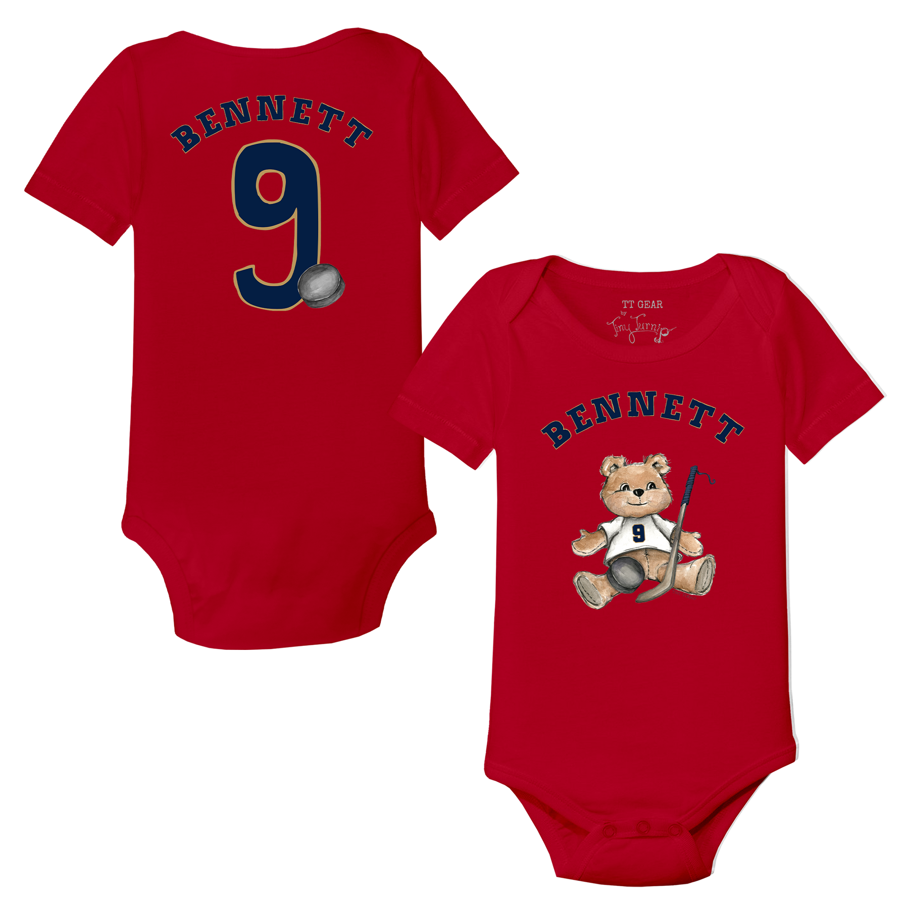 VIP NHL Teddy w/ Name, Number - Short Sleeve Snapper - Tiny Turnip