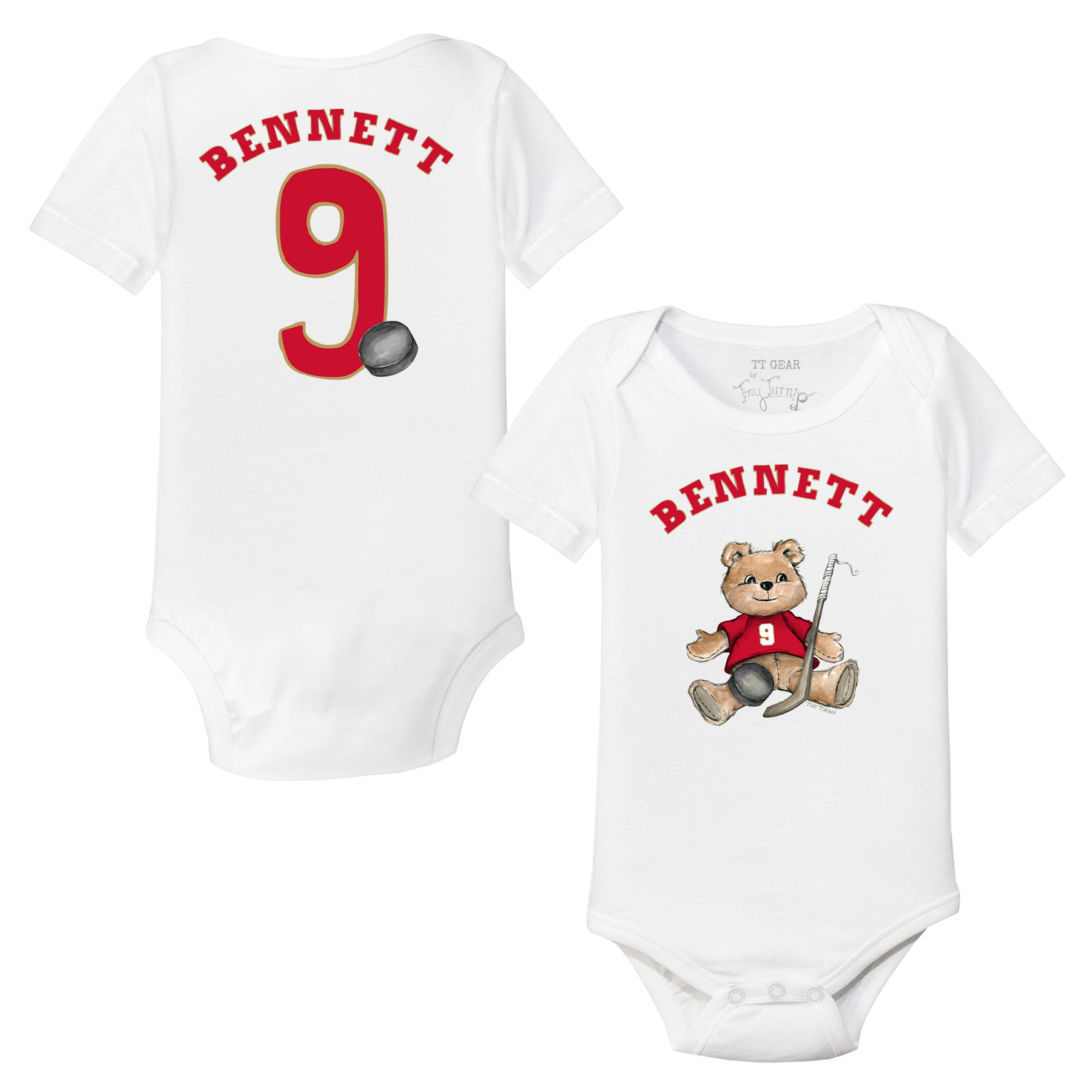 VIP NHL Teddy w/ Name, Number - Short Sleeve Snapper - Tiny Turnip