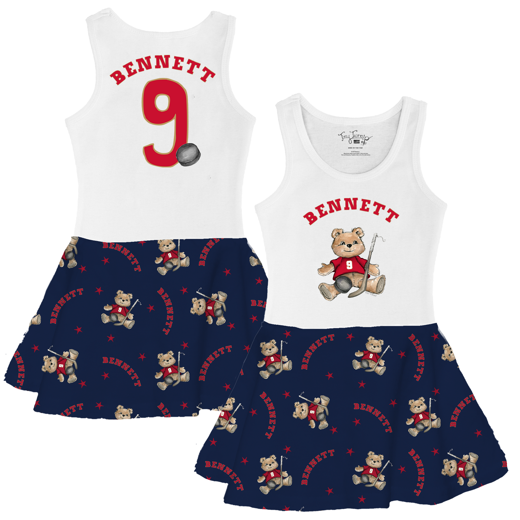 VIP NHL Teddy w/ Name, Number - Tank Swing Dress - Tiny Turnip