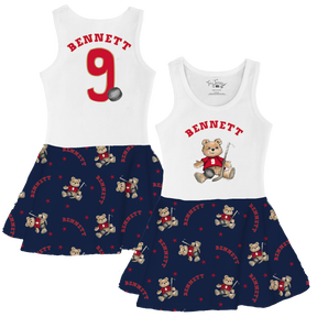 VIP NHL Teddy w/ Name, Number - Tank Swing Dress - Tiny Turnip