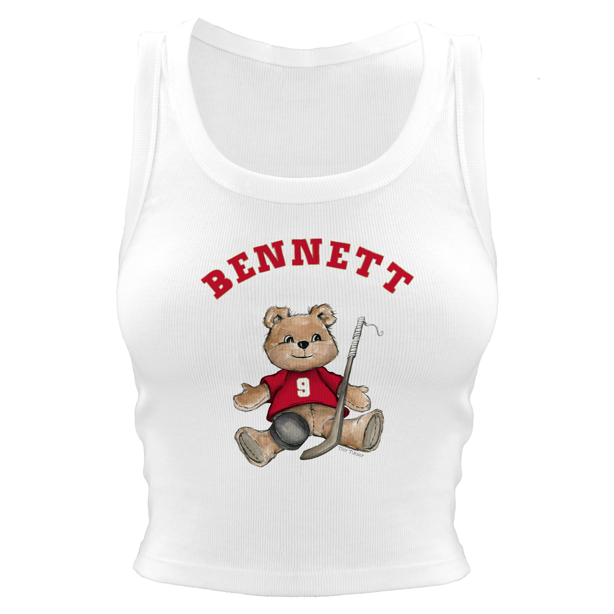 VIP Teddy w/ Name, Number - Crop Tank - Tiny Turnip