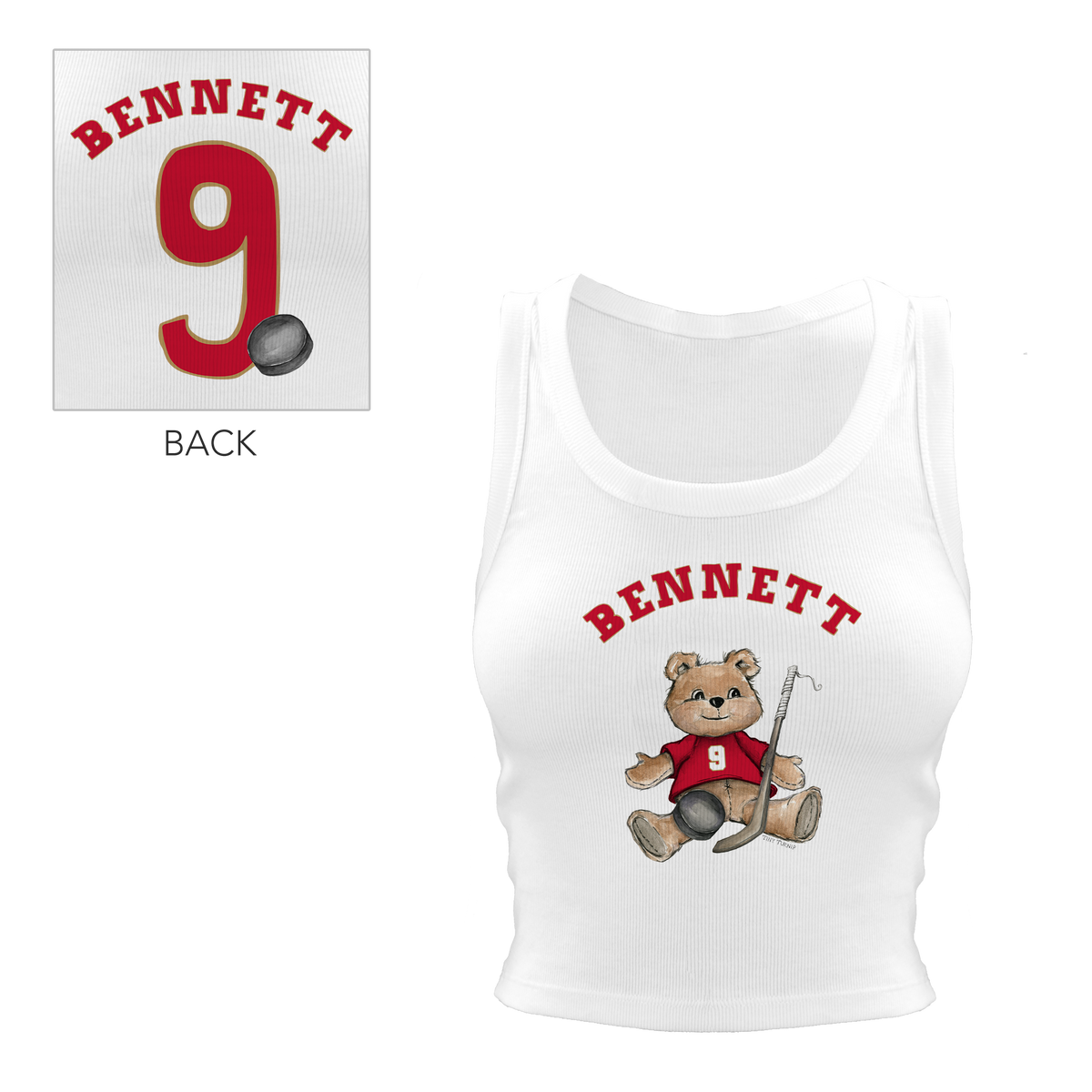 VIP NHL Teddy w/ Name, Number - Crop Tank - Tiny Turnip