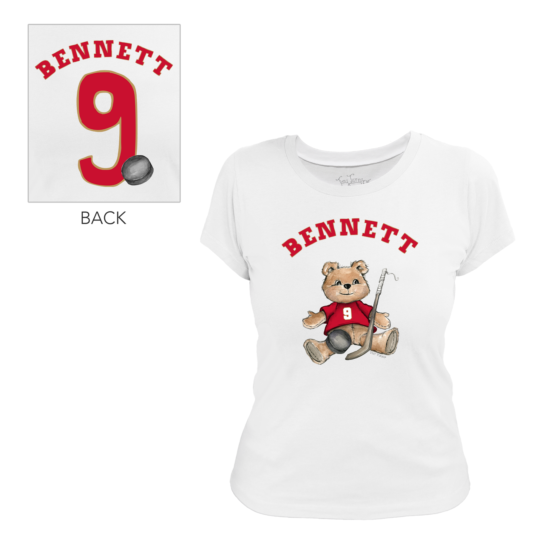 VIP NHL Teddy w/ Name, Number - Women's Tee Shirt - Tiny Turnip