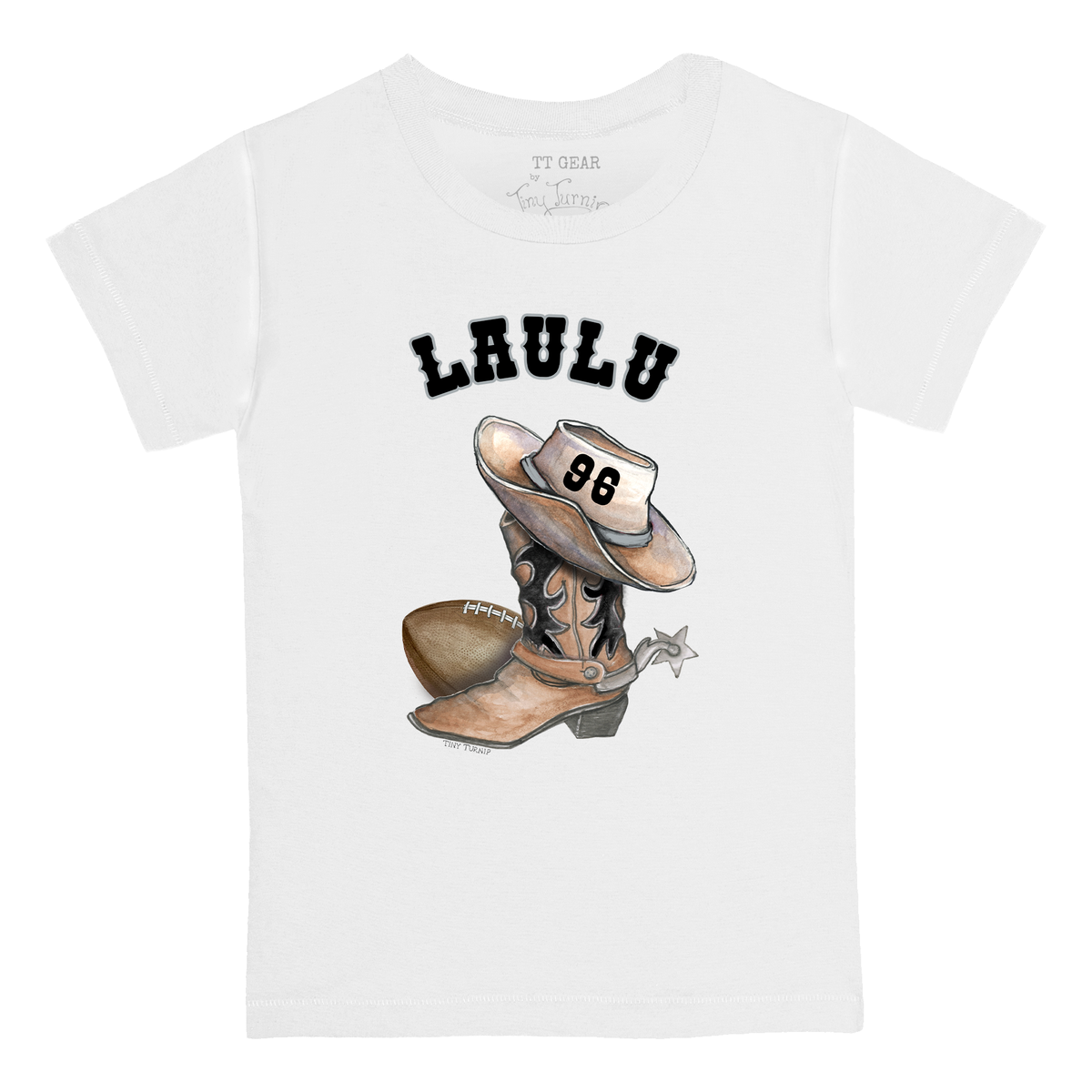 VIP Football: Cowboy Boot w/ Name, Number - Kid's Tee Shirt