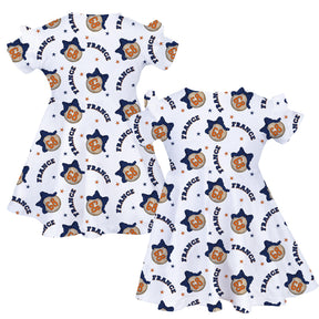 Baseball Bow w/ Name, Number - Molly Dress - Tiny Turnip