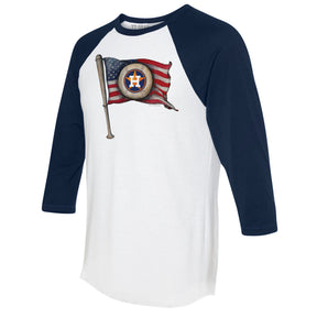 Houston Astros Baseball Flag 3/4 Navy Blue Sleeve Raglan