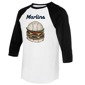 Miami Marlins Burger 3/4 Black Sleeve Raglan