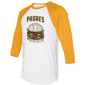 San Diego Padres Burger 3/4 Gold Sleeve Raglan