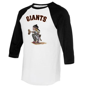 San Francisco Giants Kate the Catcher 3/4 Black Sleeve Raglan - Tiny Turnip