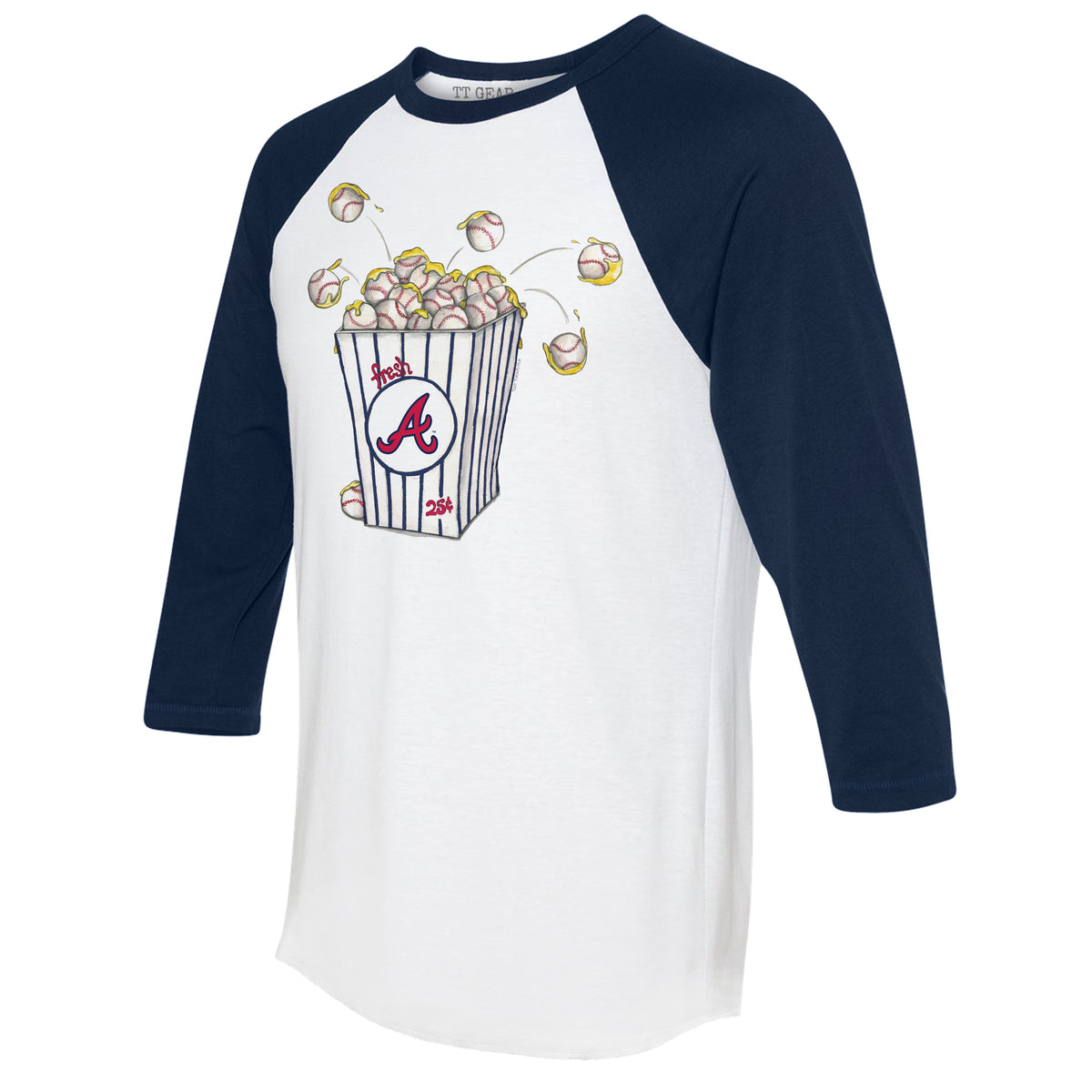 Atlanta Braves Popcorn 3/4 Navy Sleeve Raglan