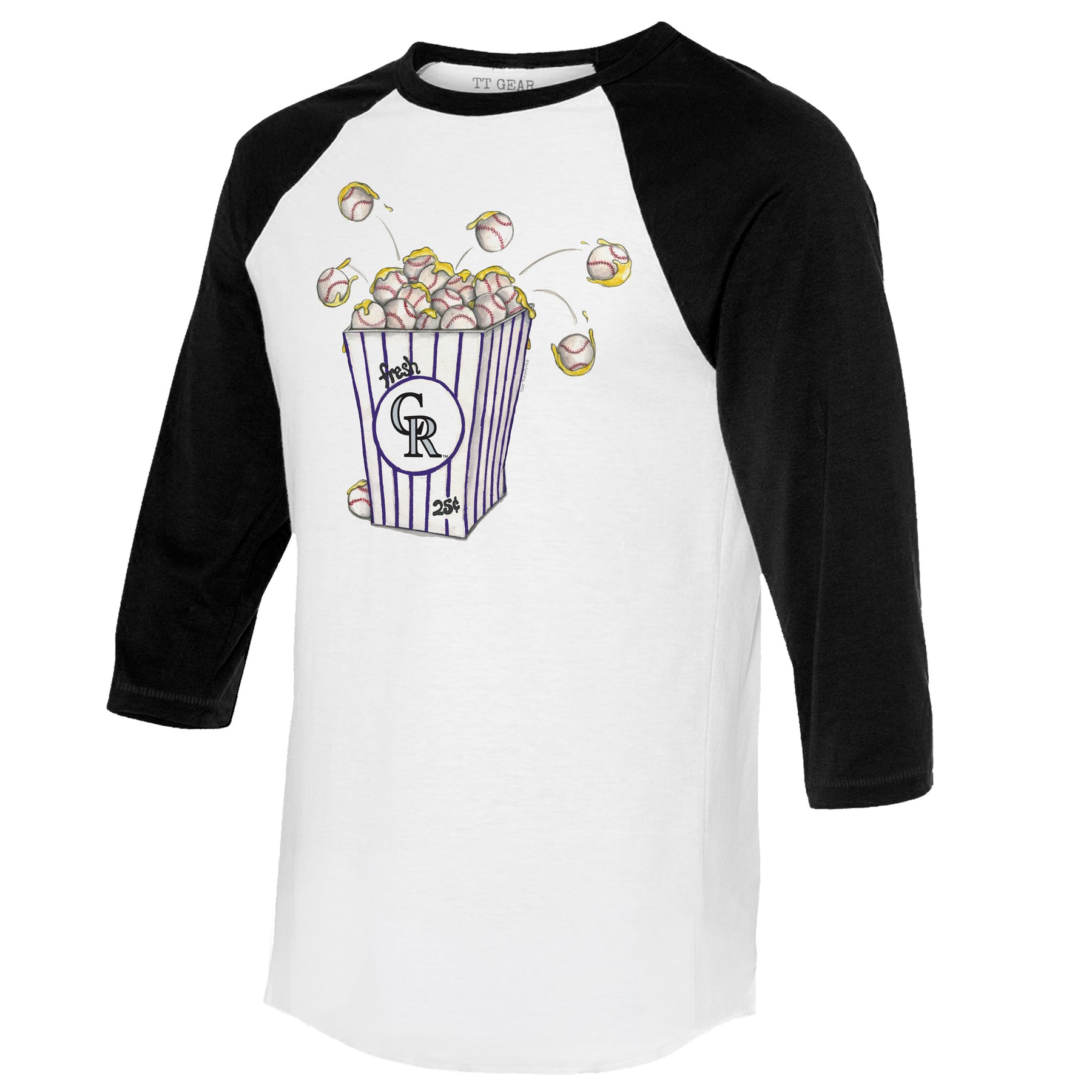 Colorado Rockies Popcorn 3/4 Black Sleeve Raglan