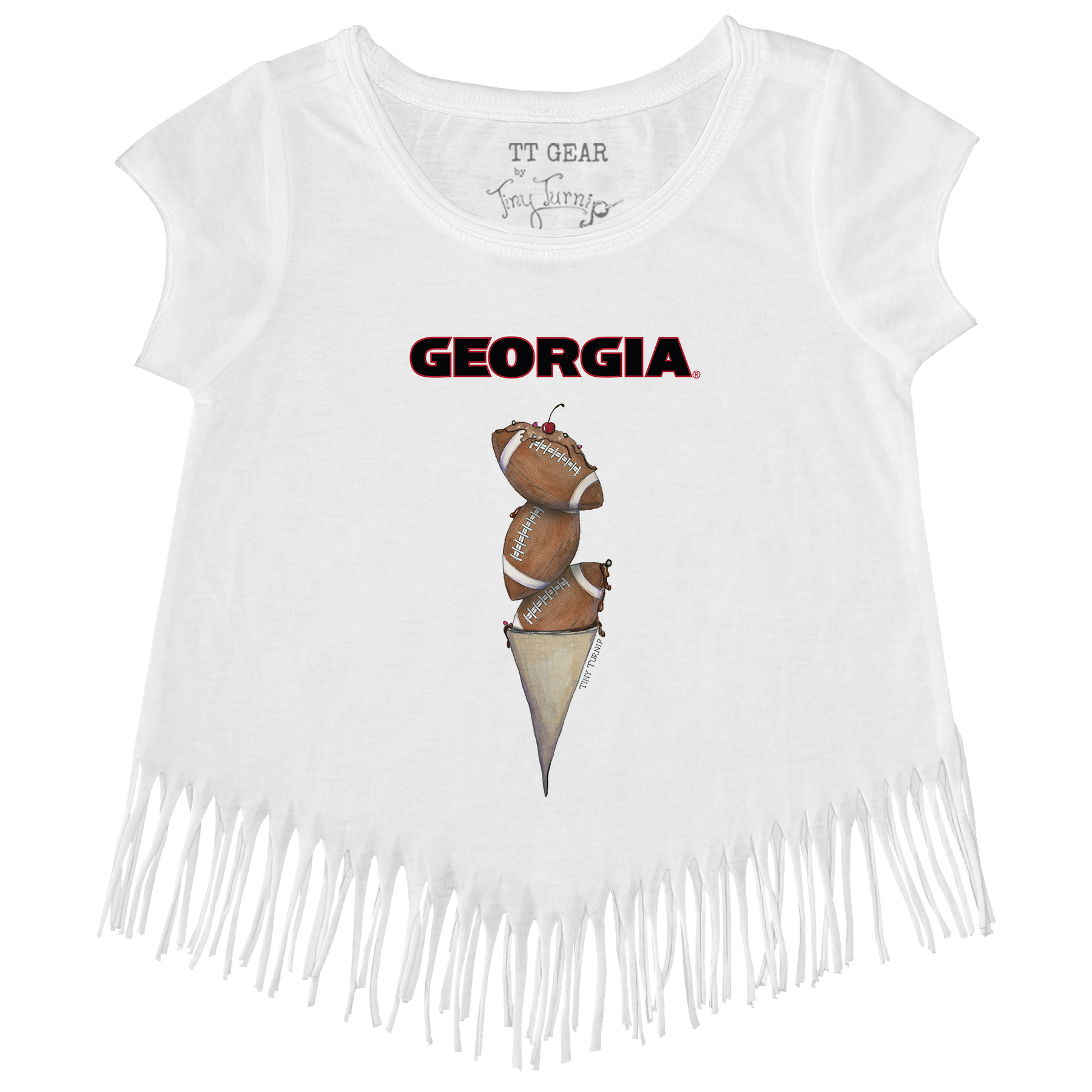 Georgia Bulldogs Football Triple Scoop Fringe Tee