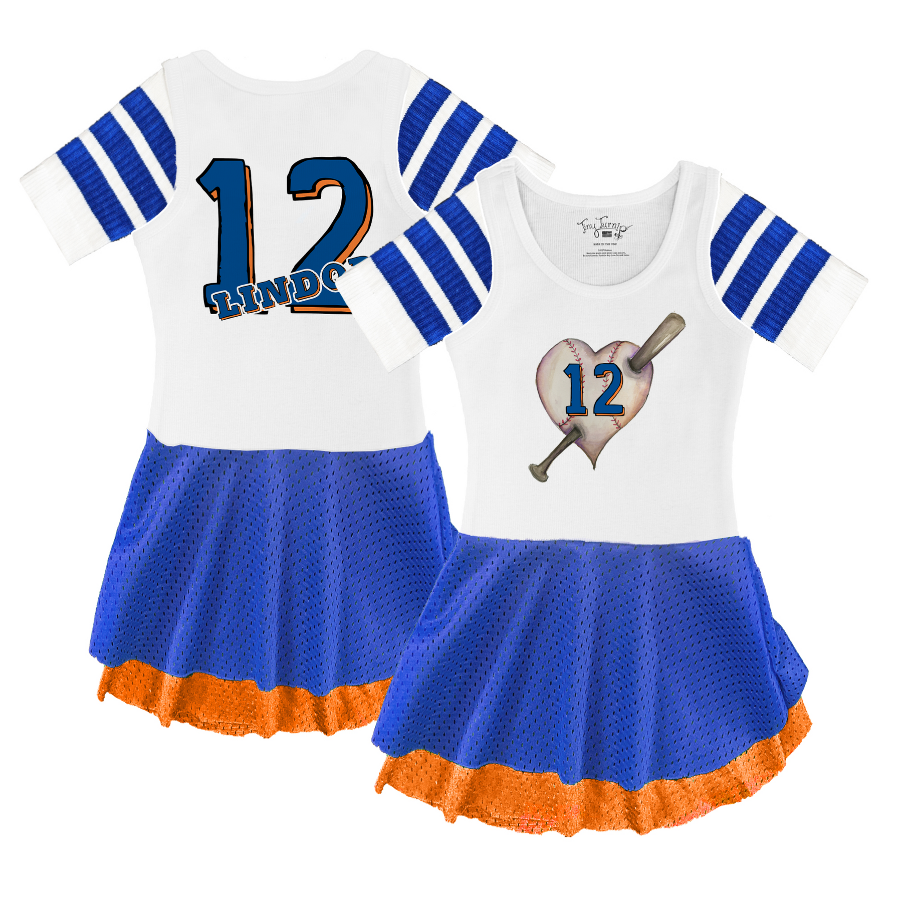 VIP Heart Bat w/ Number - Sporty Girl Dress - Tiny Turnip