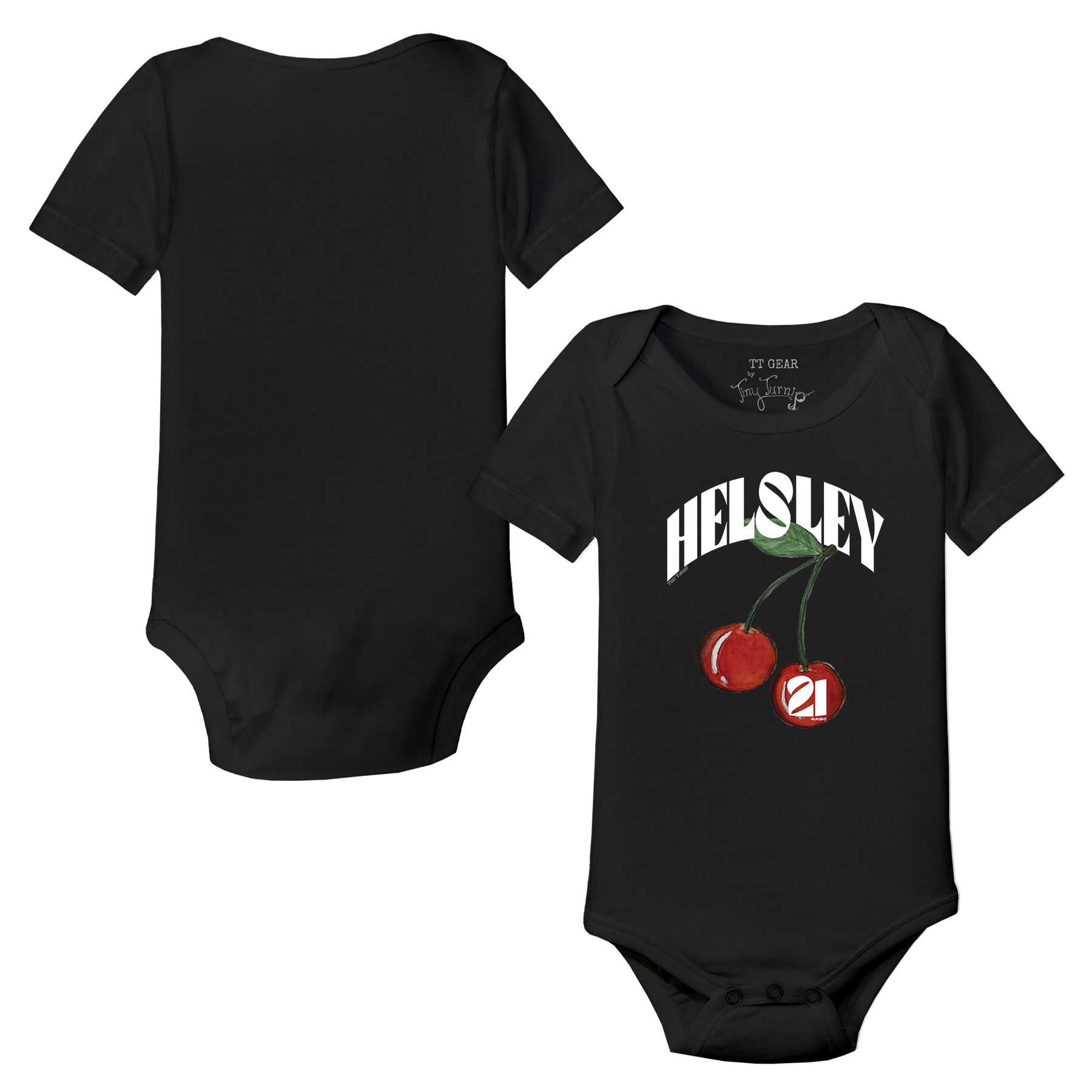 VIP MLB Cherries w/ Name, Number - Short Sleeve Snapper - Tiny Turnip
