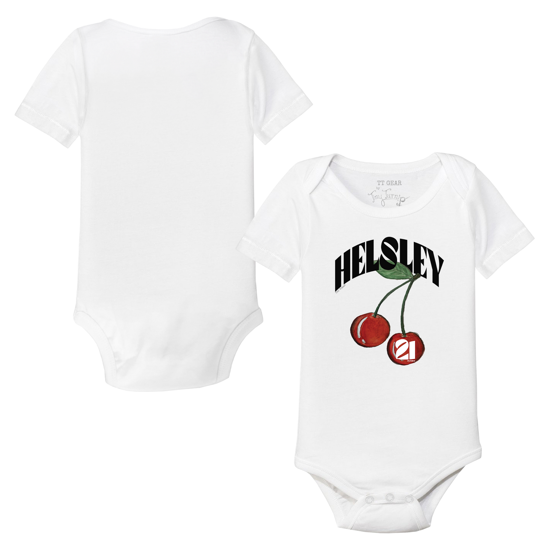 VIP MLB Cherries w/ Name, Number - Short Sleeve Snapper - Tiny Turnip