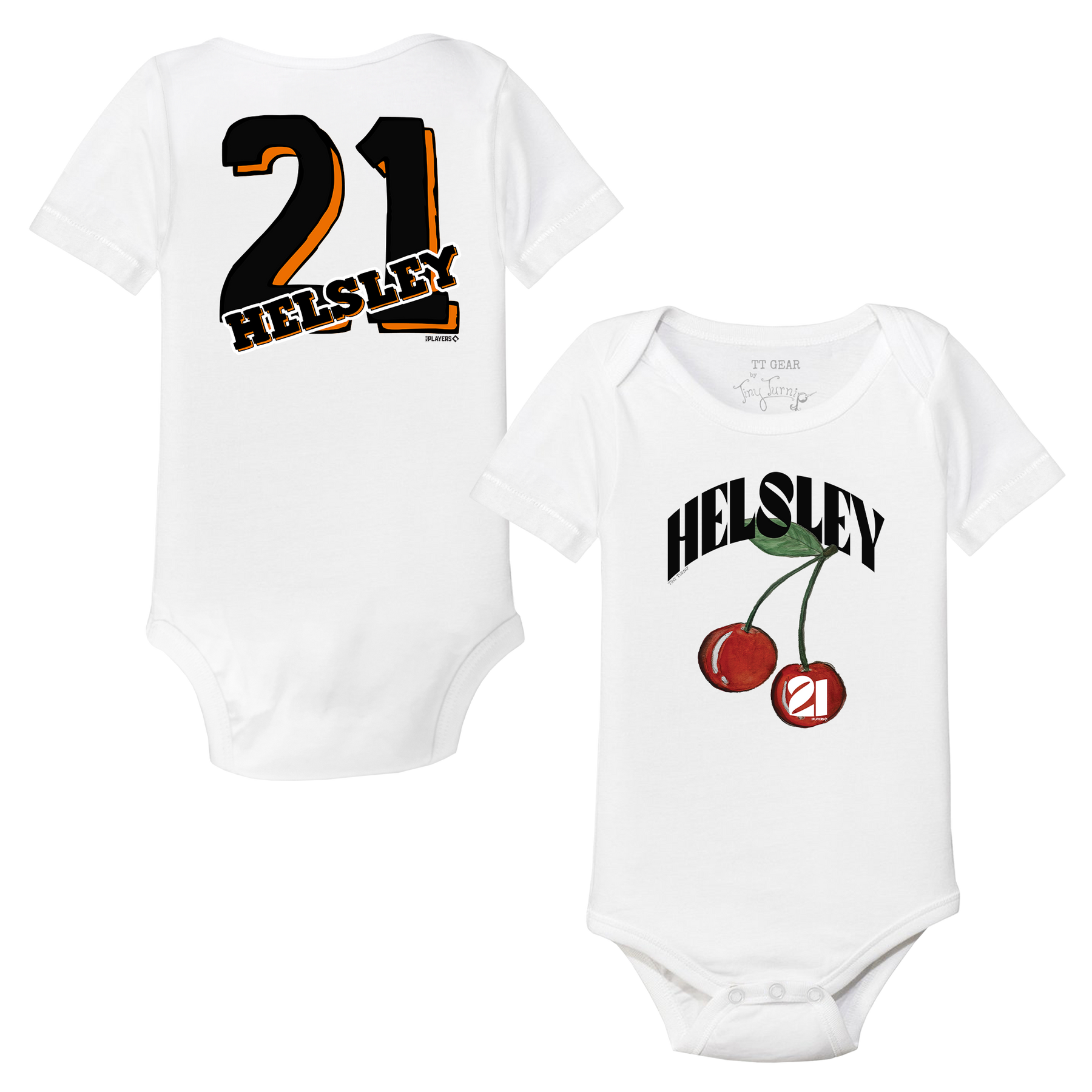 Cherries w/ Name, Number - Short Sleeve Snapper - Tiny Turnip