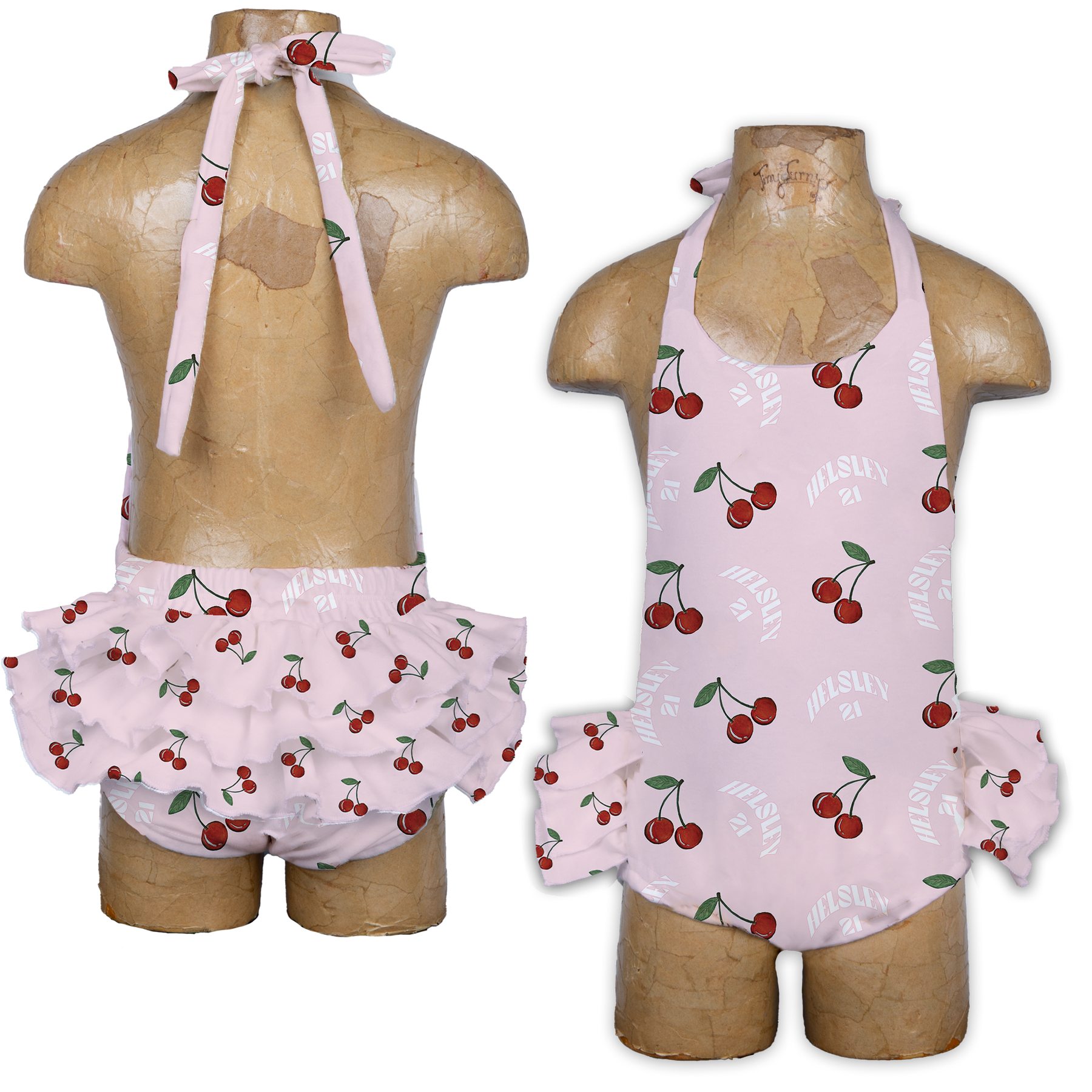 Cherries w/ Name, Number - Ruffle Romper - Tiny Turnip