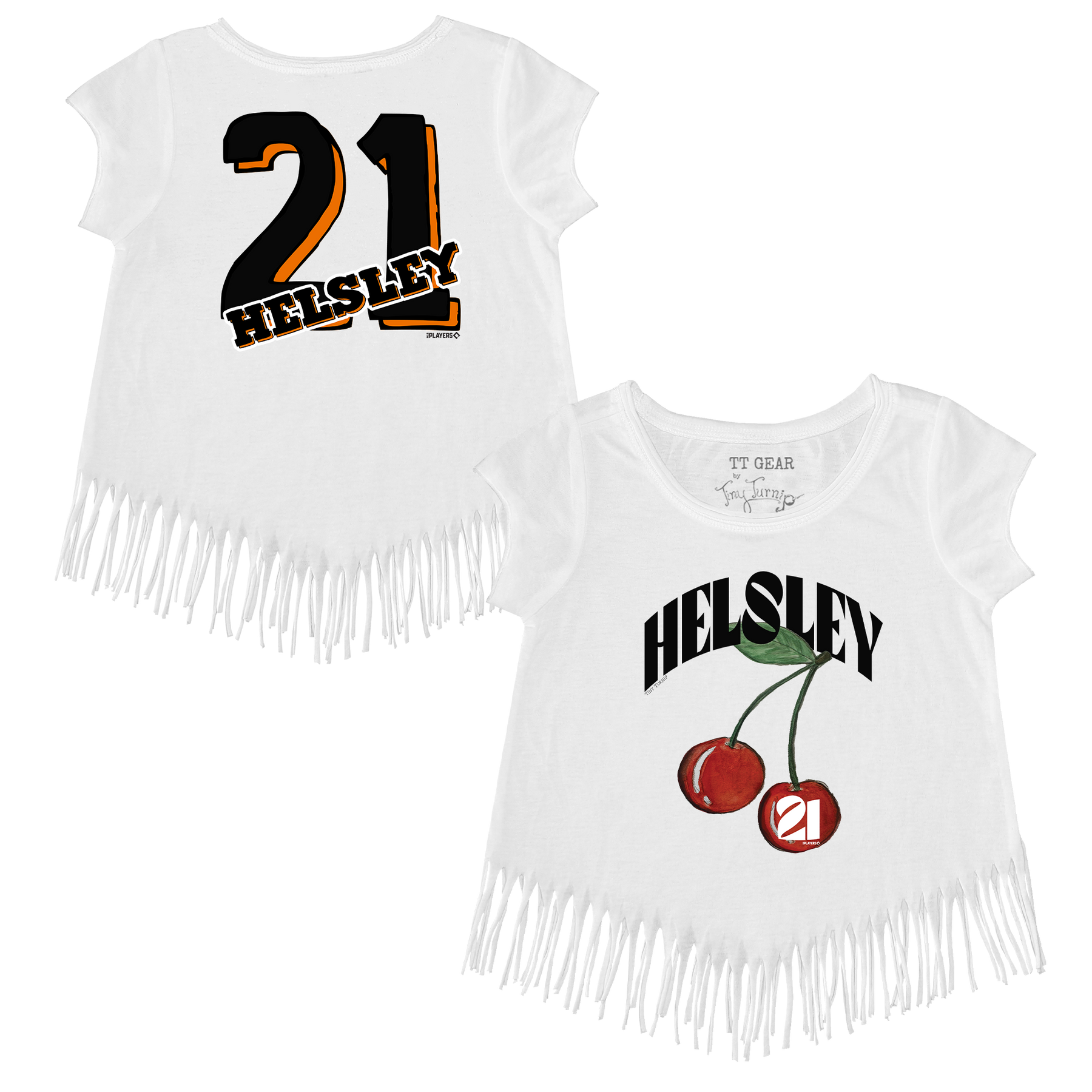 Cherries w/ Name, Number - Fringe Tee - Tiny Turnip