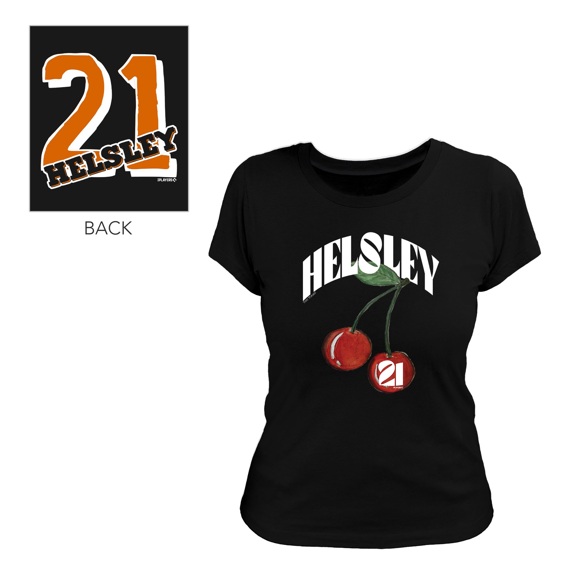 Cherries w/ Name, Number - Women's Tee Shirt - Tiny Turnip