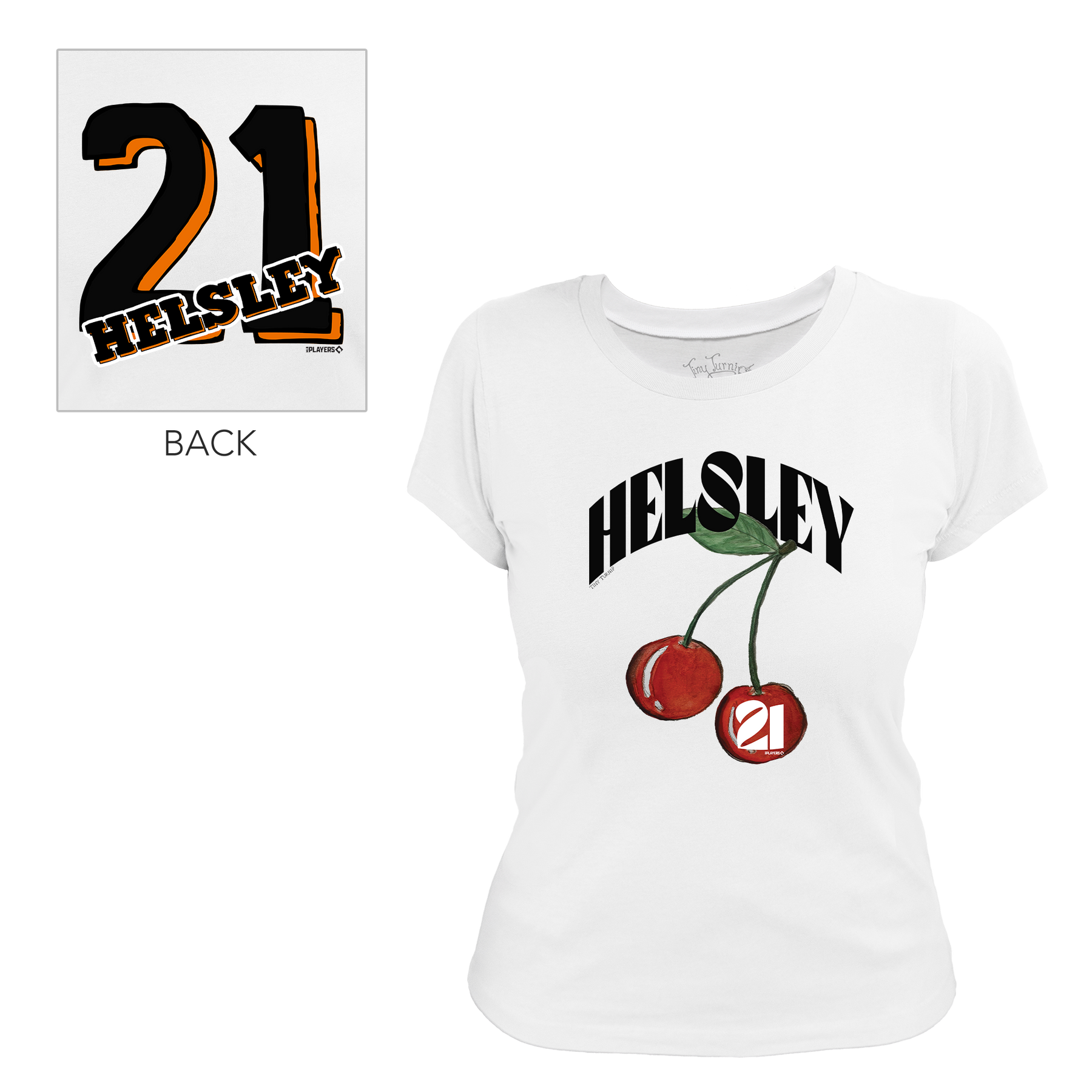 Cherries w/ Name, Number - Women's Tee Shirt - Tiny Turnip