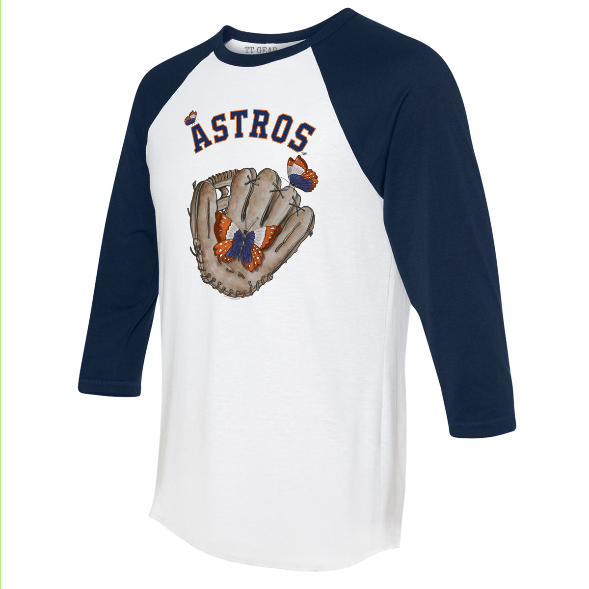 Houston Astros Butterfly Glove 3/4 Navy Blue Sleeve Raglan