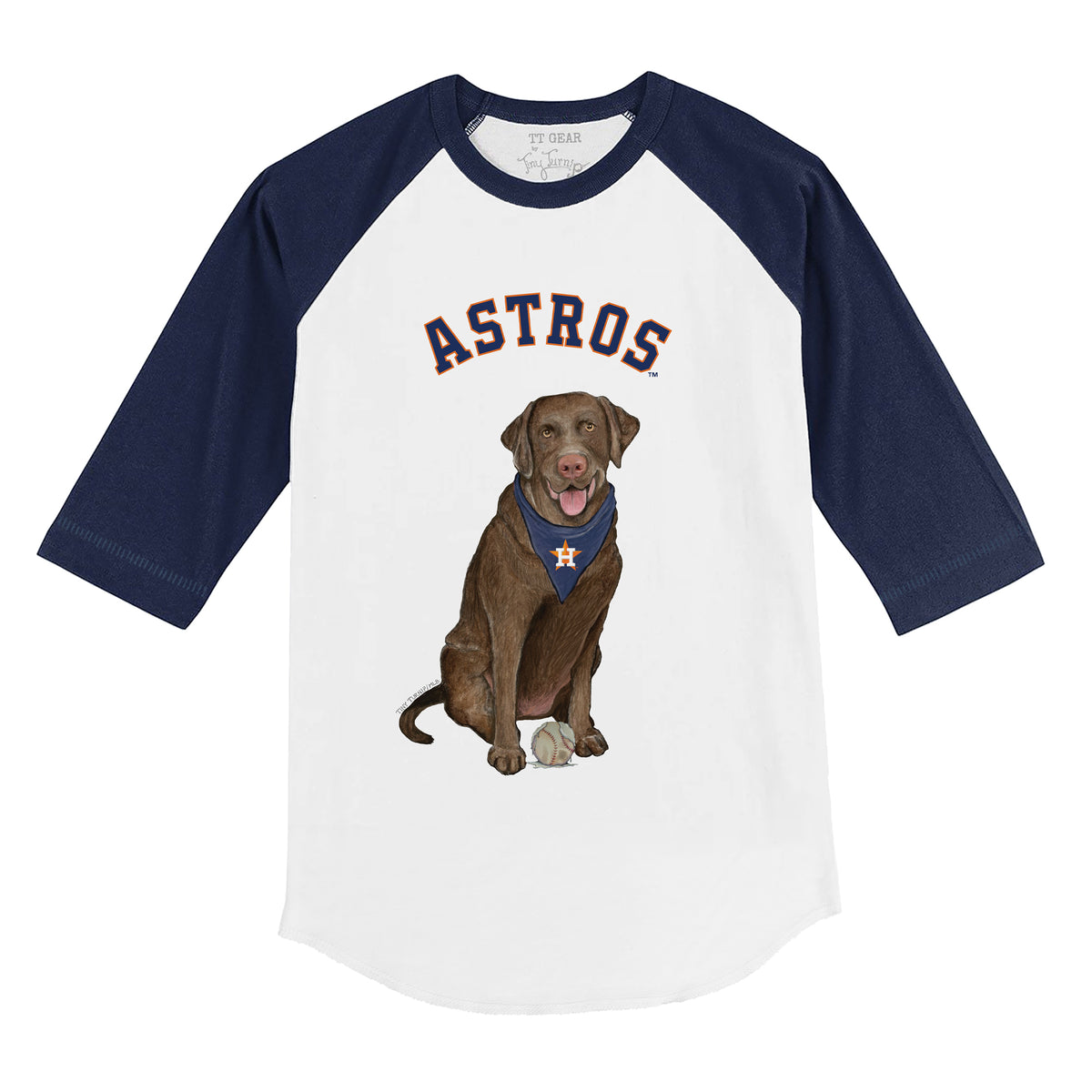 Houston Astros Chocolate Labrador Retriever 3/4 Navy Blue Sleeve Raglan