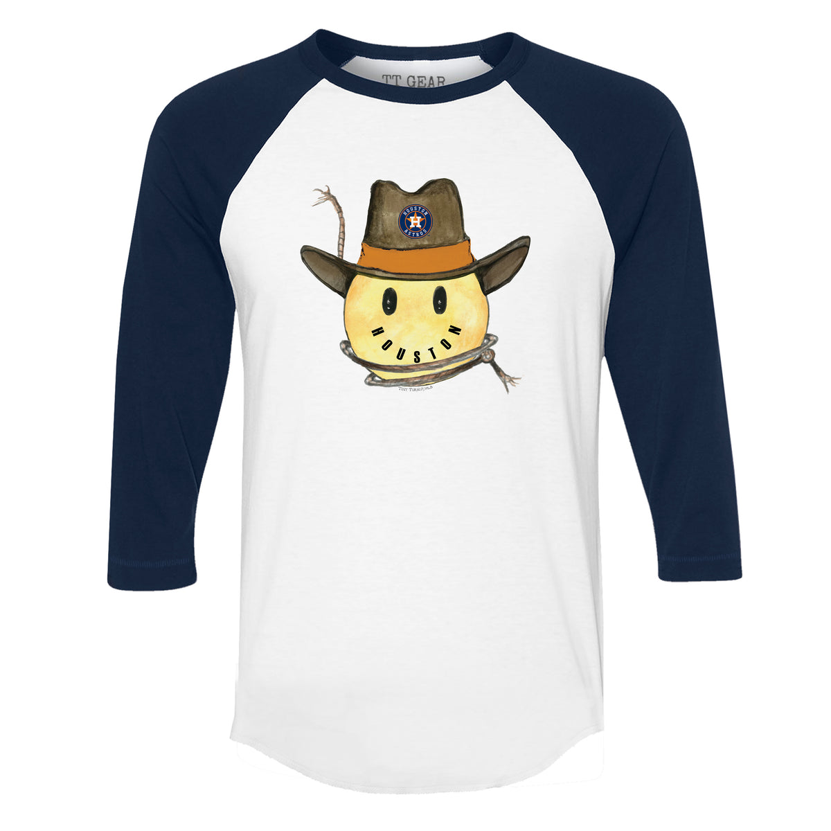 Houston Astros Cowboy Smiley 3/4 Navy Blue Sleeve Raglan