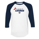 Houston Astros Hot Girls 3/4 Navy Blue Sleeve Raglan