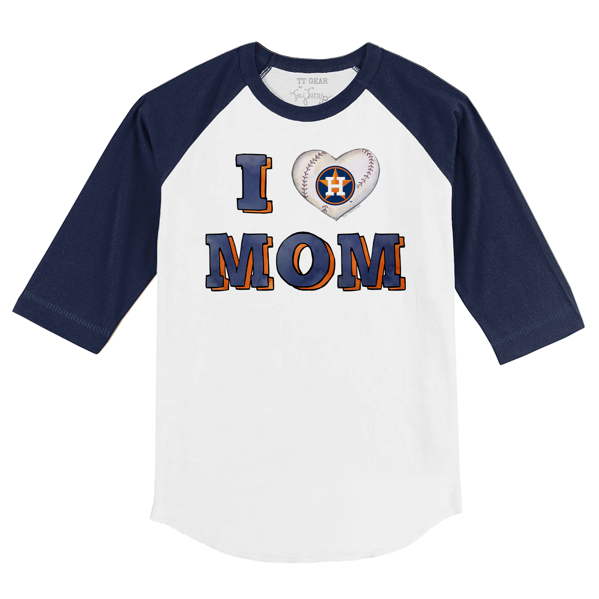 Houston Astros I Love Mom 3/4 Navy Blue Sleeve Raglan