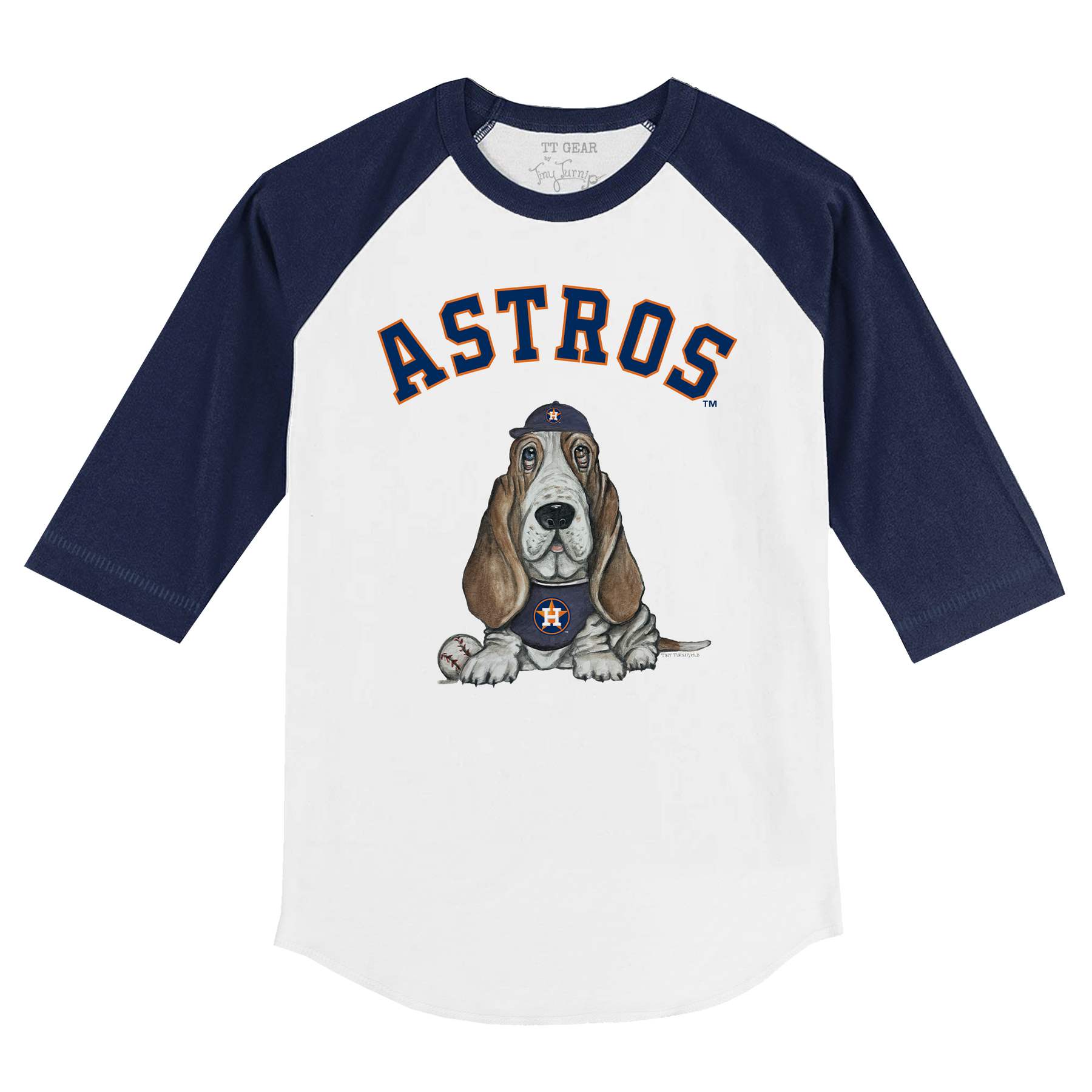 Houston Astros Puddy 3/4 Navy Blue Sleeve Raglan - Tiny Turnip