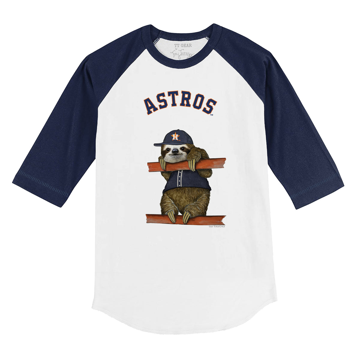 Houston Astros Sloth 3/4 Navy Blue Sleeve Raglan