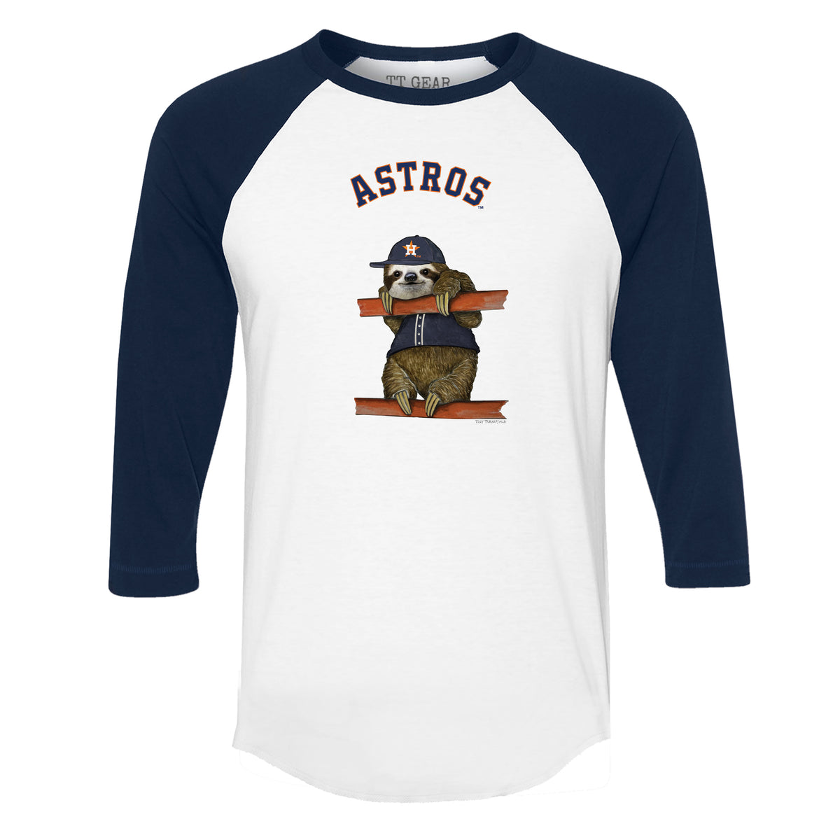 Houston Astros Sloth 3/4 Navy Blue Sleeve Raglan