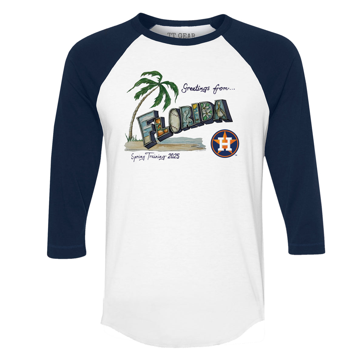 Houston Astros Spring Training 2025 3/4 Navy Blue Sleeve Raglan