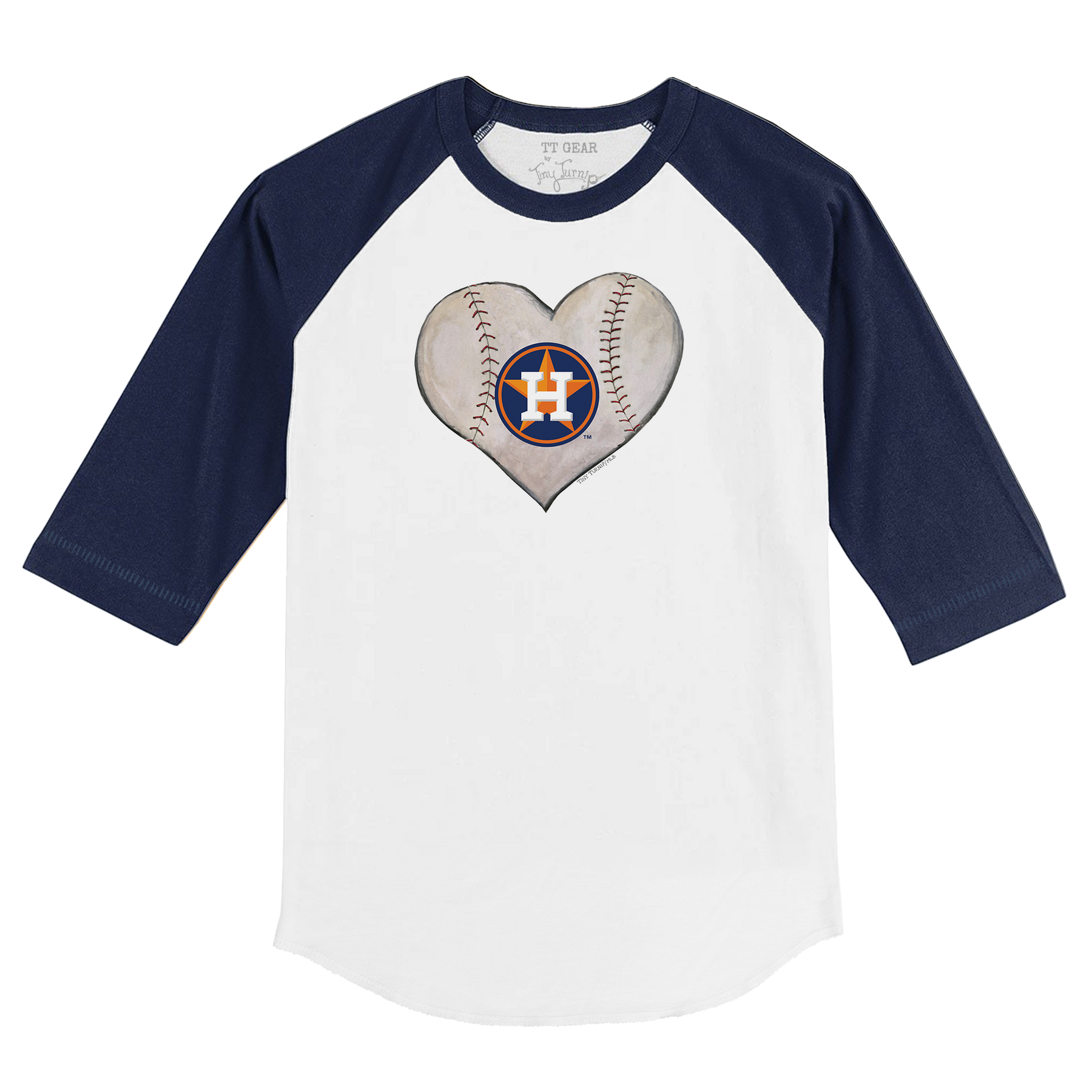 Houston Astros Stitched Heart 3/4 Navy Blue Sleeve Raglan - Tiny Turnip