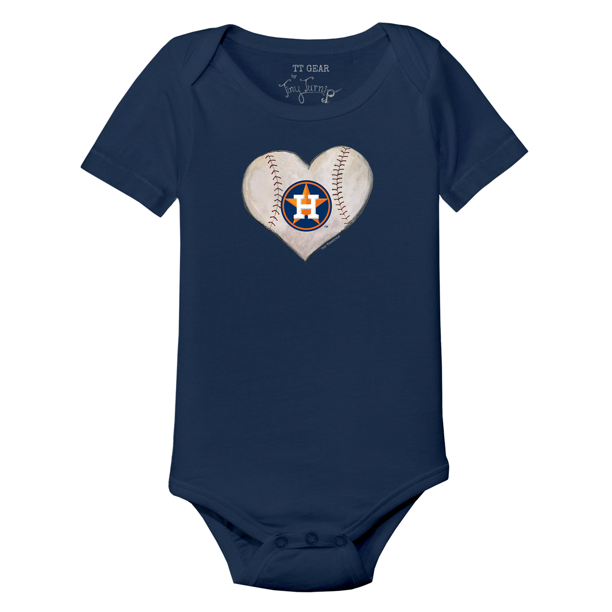 Houston Astros Stitched Heart Short Sleeve Snapper - Tiny Turnip