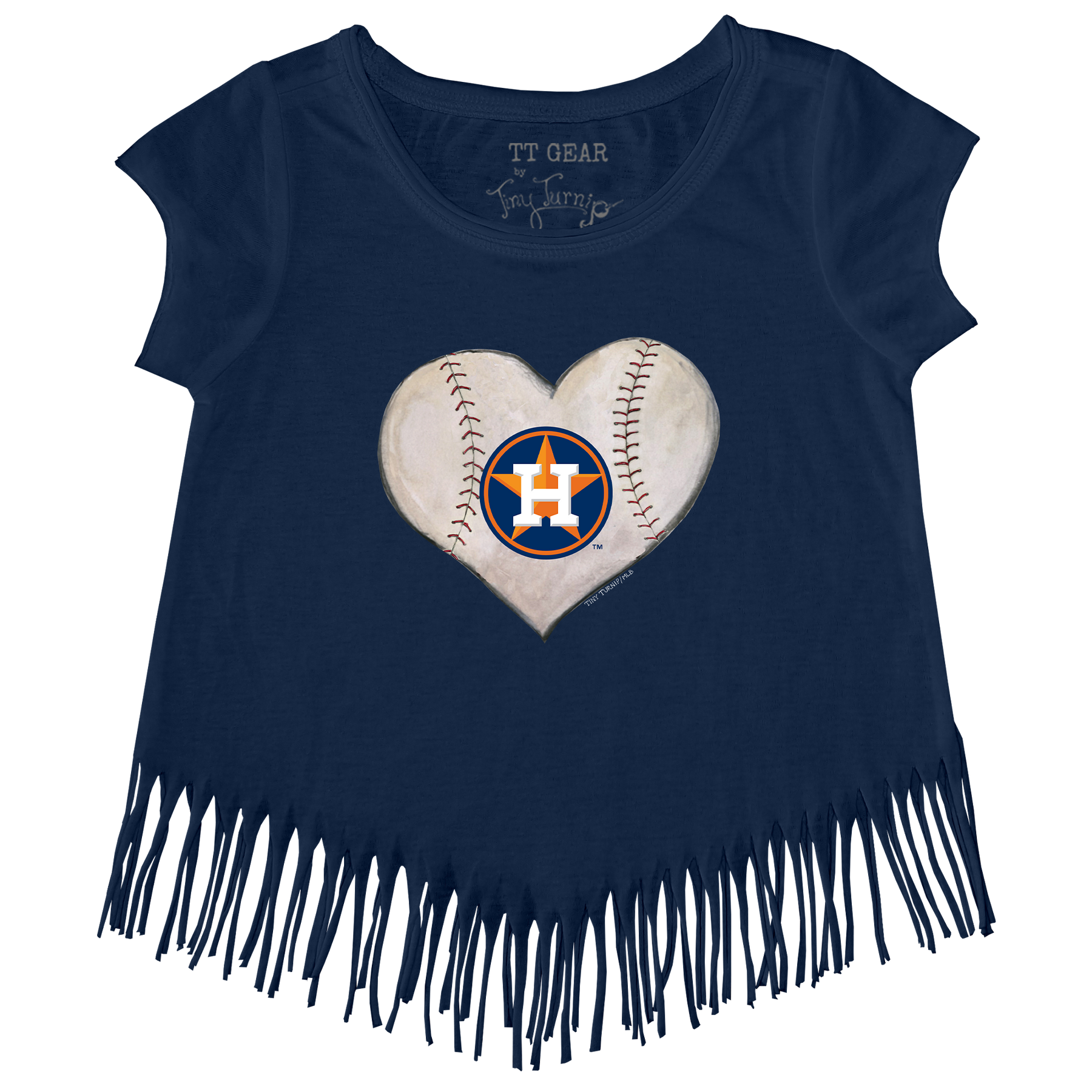 Houston Astros Stitched Heart Fringe Tee - Tiny Turnip