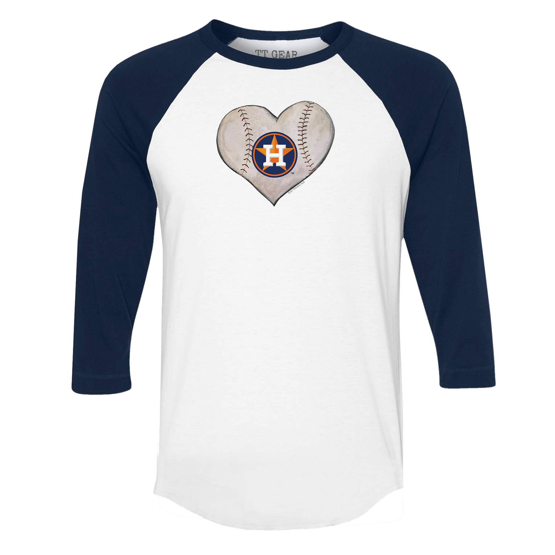 Houston Astros Stitched Heart 3/4 Navy Blue Sleeve Raglan - Tiny Turnip