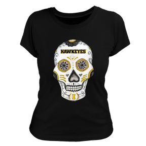 Iowa Hawkeyes Sugar Skull Women's Tee Shirt