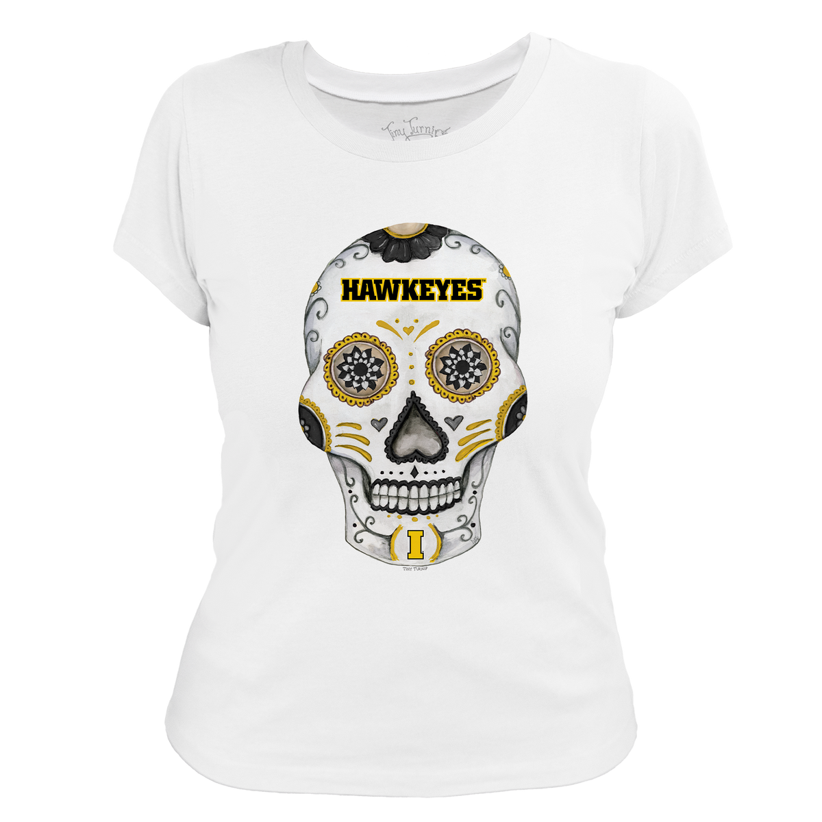 Iowa Hawkeyes Sugar Skull Women's Tee Shirt