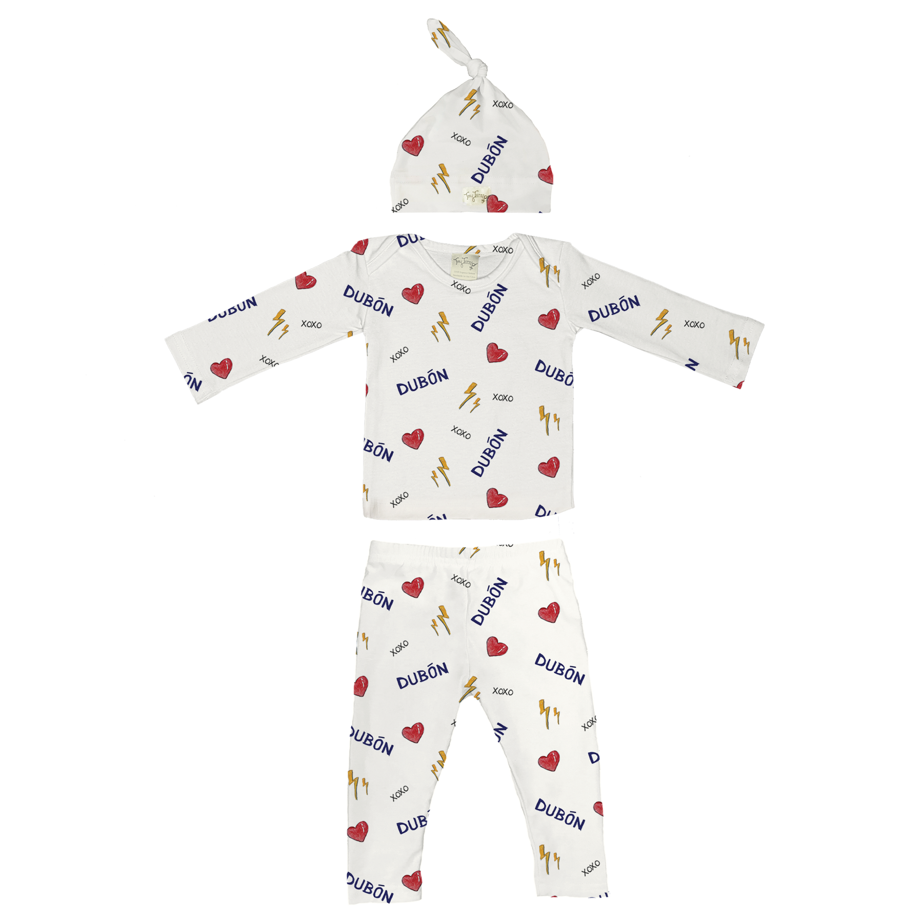 VIP I Heart Player w/ Name - Long Sleeve Layette Set - Tiny Turnip