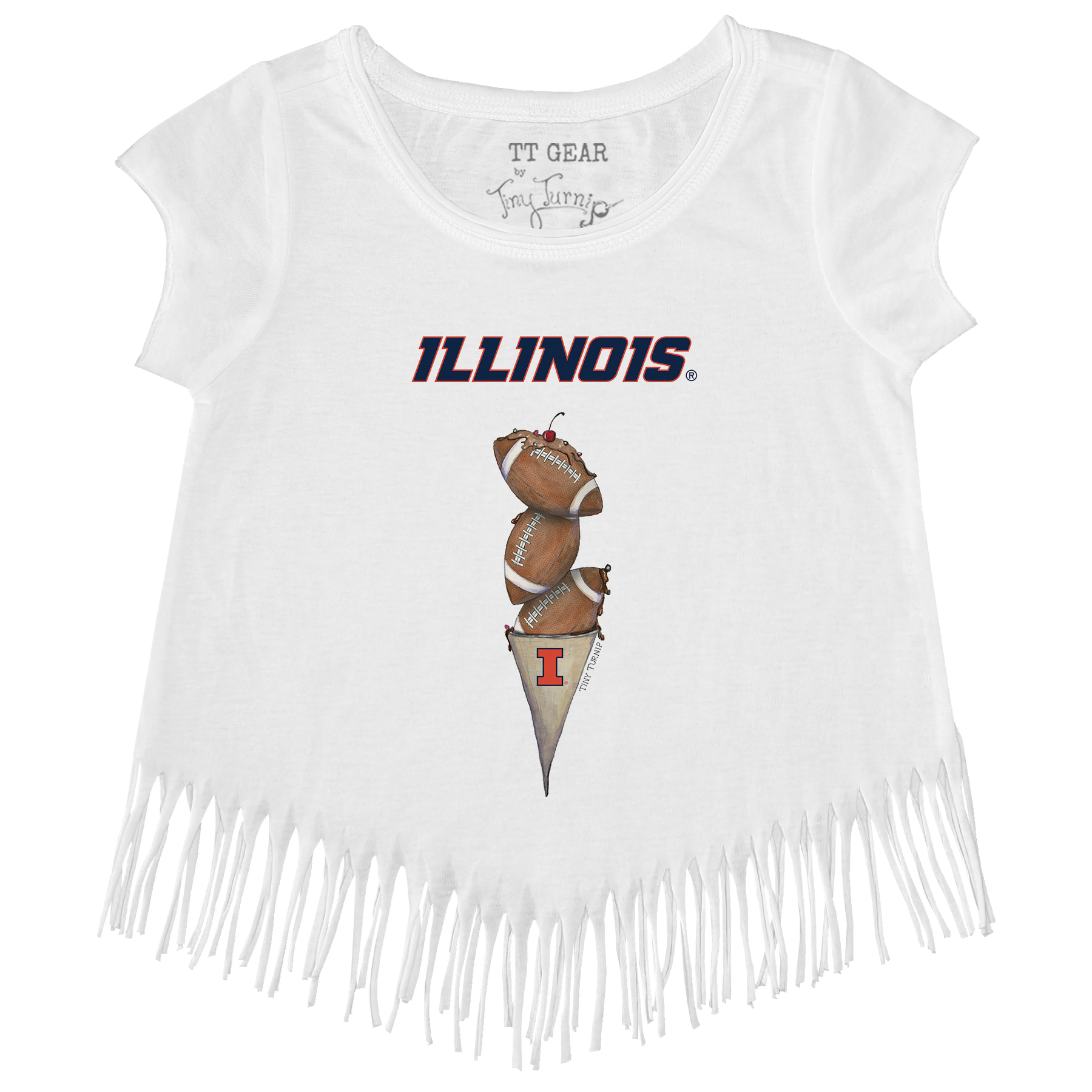 Illinois Fighting Illini Football Triple Scoop Fringe Tee