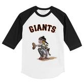 San Francisco Giants Kate the Catcher 3/4 Black Sleeve Raglan - Tiny Turnip
