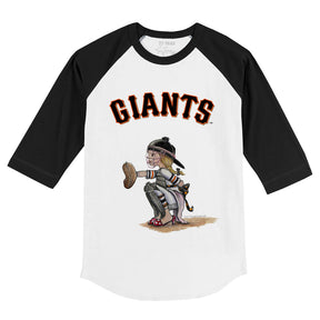 San Francisco Giants Kate the Catcher 3/4 Black Sleeve Raglan - Tiny Turnip
