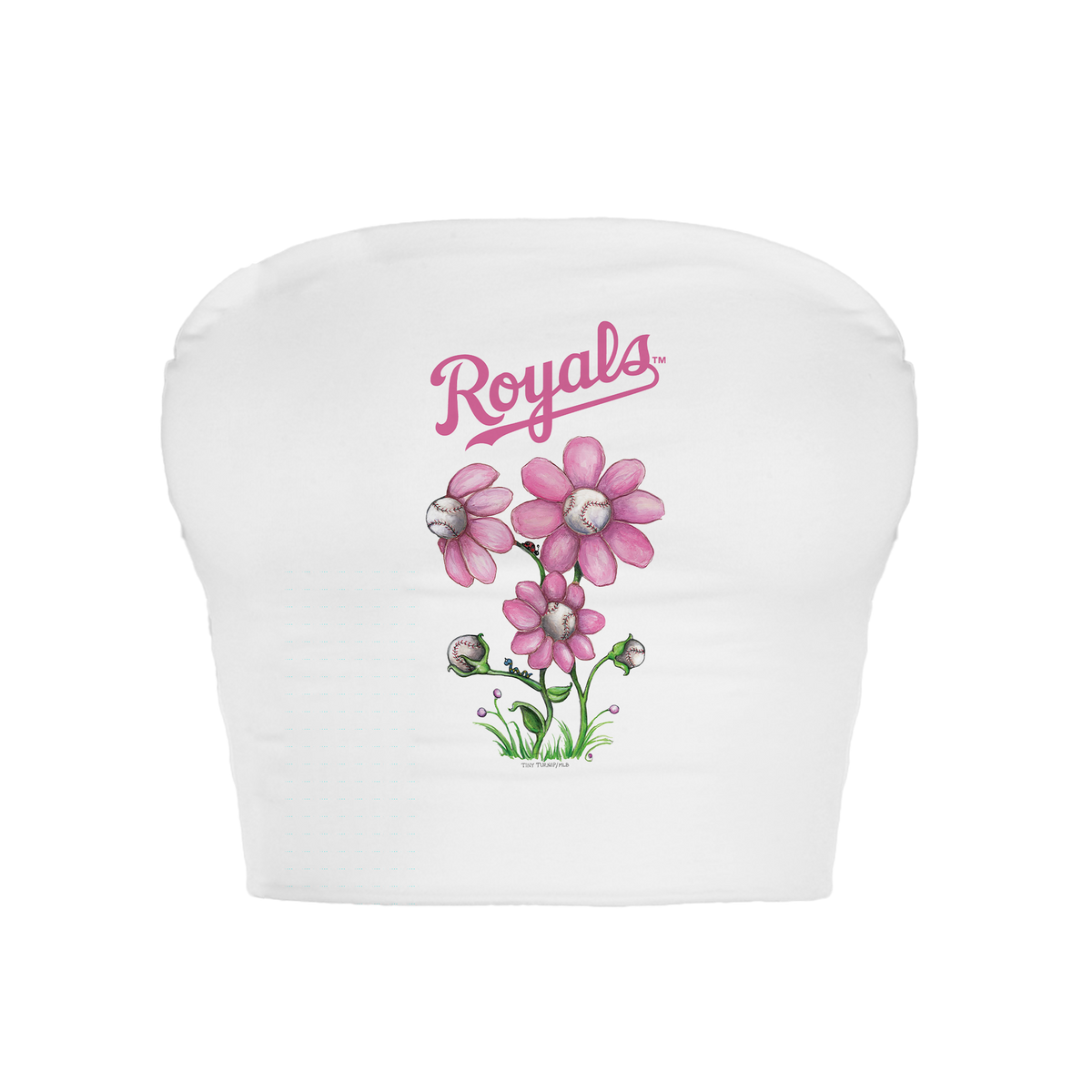 Kansas City Royals Blooming Baseballs Crop Tube Top - Tiny Turnip