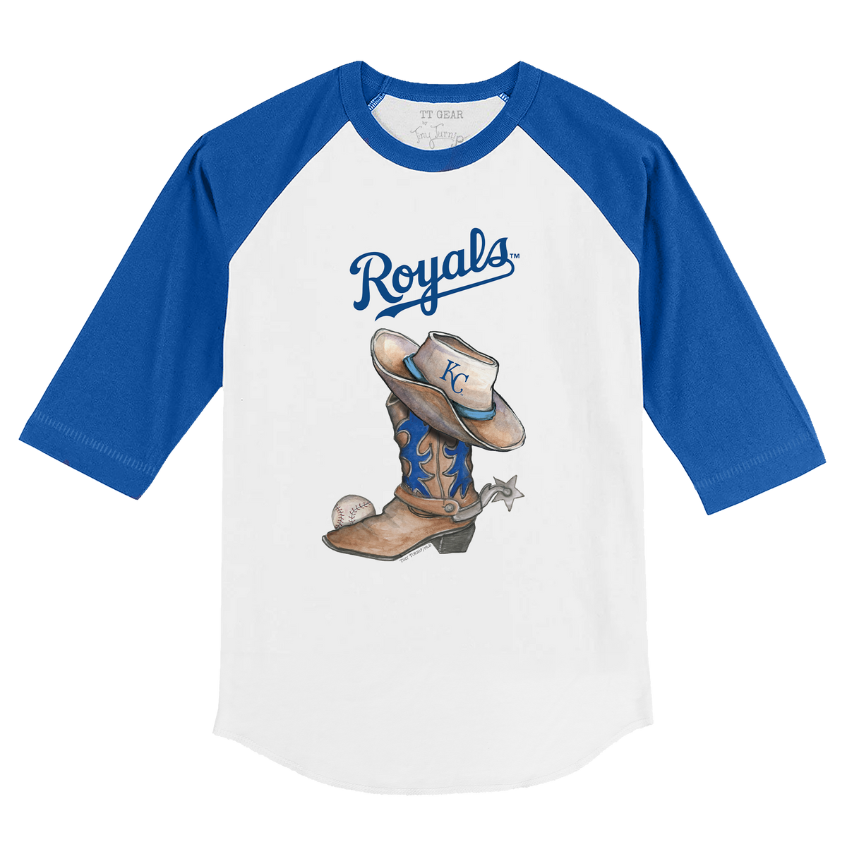 Kansas City Royals Cowboy Boot 3/4 Royal Blue Sleeve Raglan