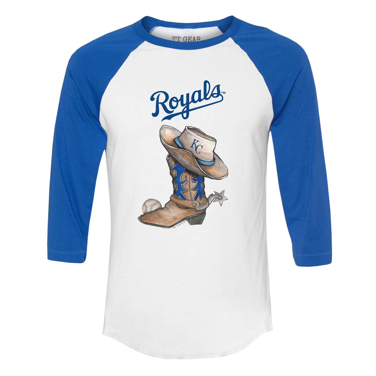 Kansas City Royals Cowboy Boot 3/4 Royal Blue Sleeve Raglan