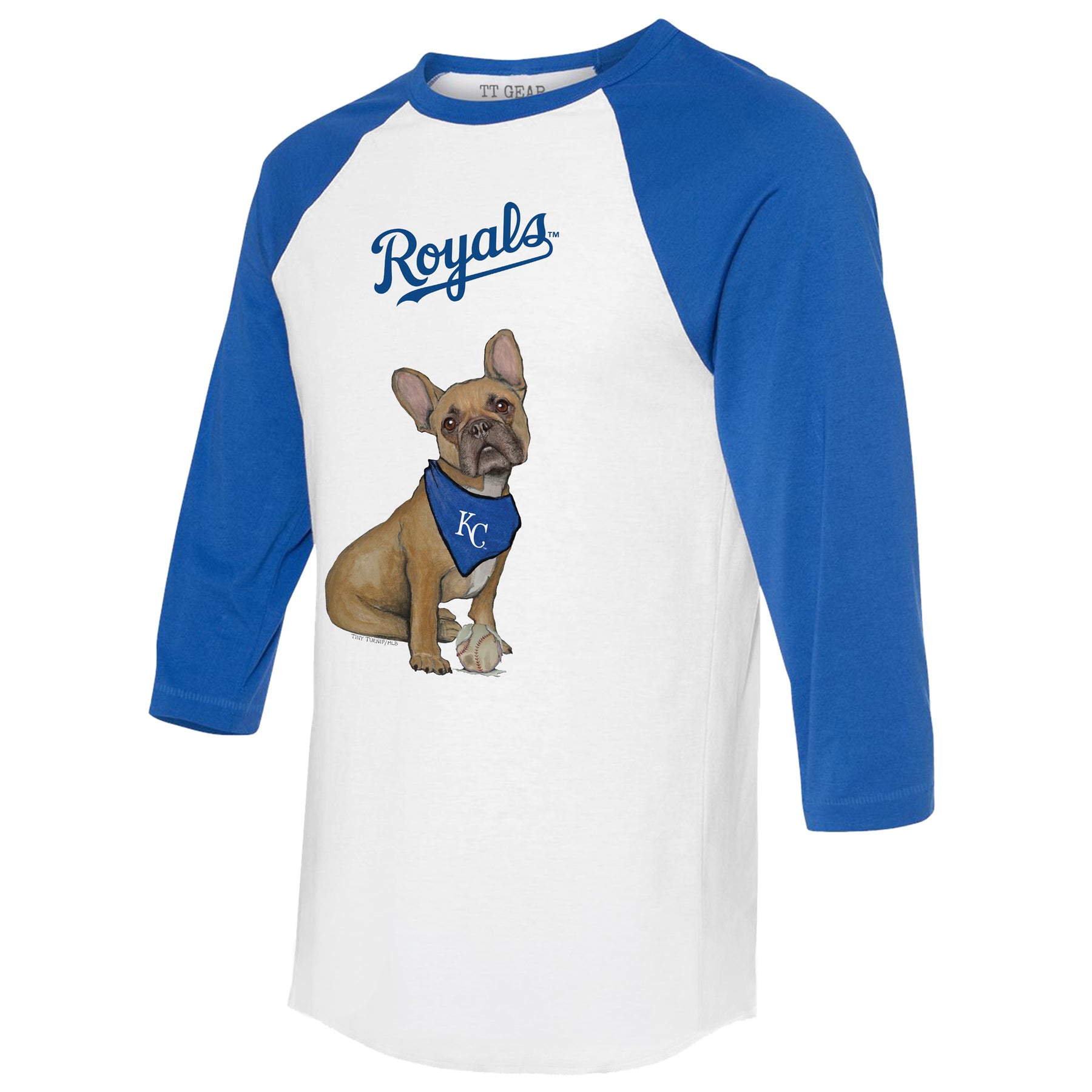 Kansas City Royals French Bulldog 3/4 Royal Blue Sleeve Raglan